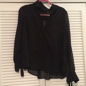 Zara top with gold raised polka dots buttons